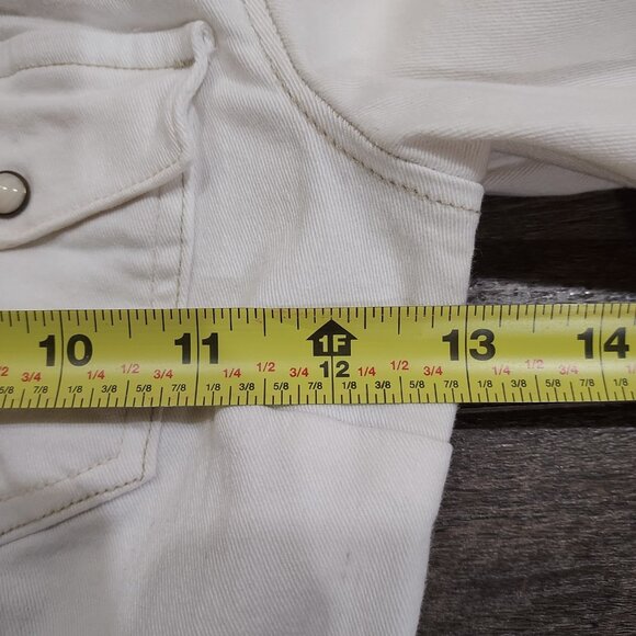 Divided by H&M Sz 4 Cotton Stretch White Snap Down Pearlizzed Western - Picture 3 of 10